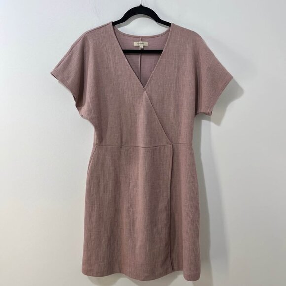 Madewell Faded Mauve Cross-Front Flutter Sleeve Dress [size L] - Picture 1 of 11
